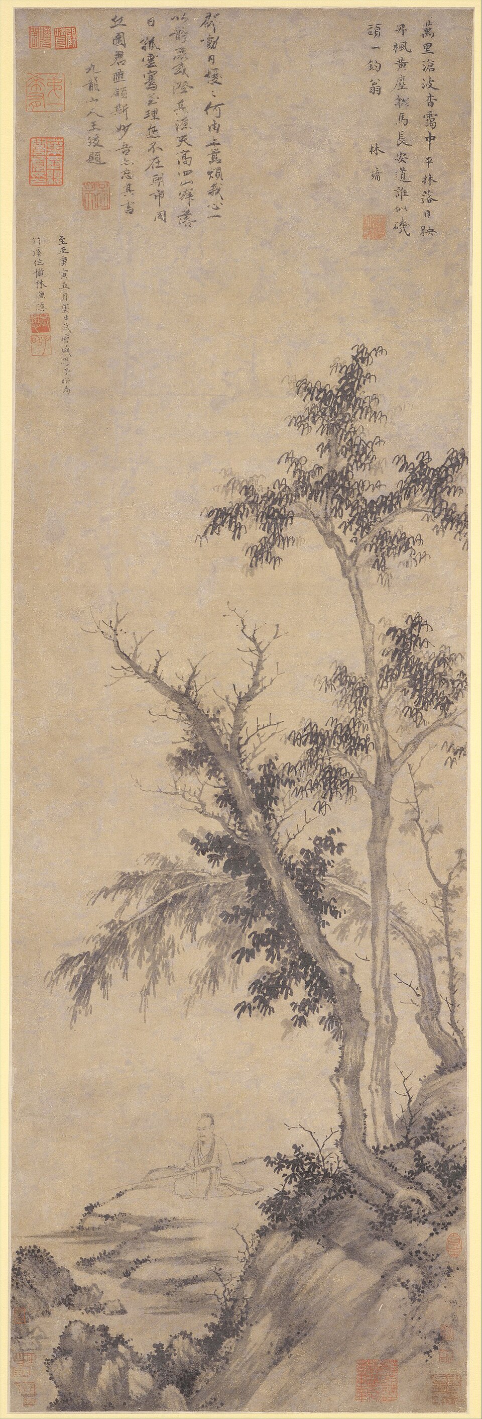 Recluse Fishing by Autumn Trees