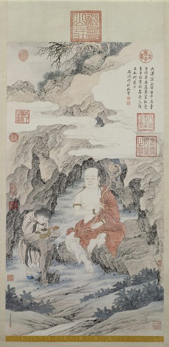 金廷标岩居罗汉像轴