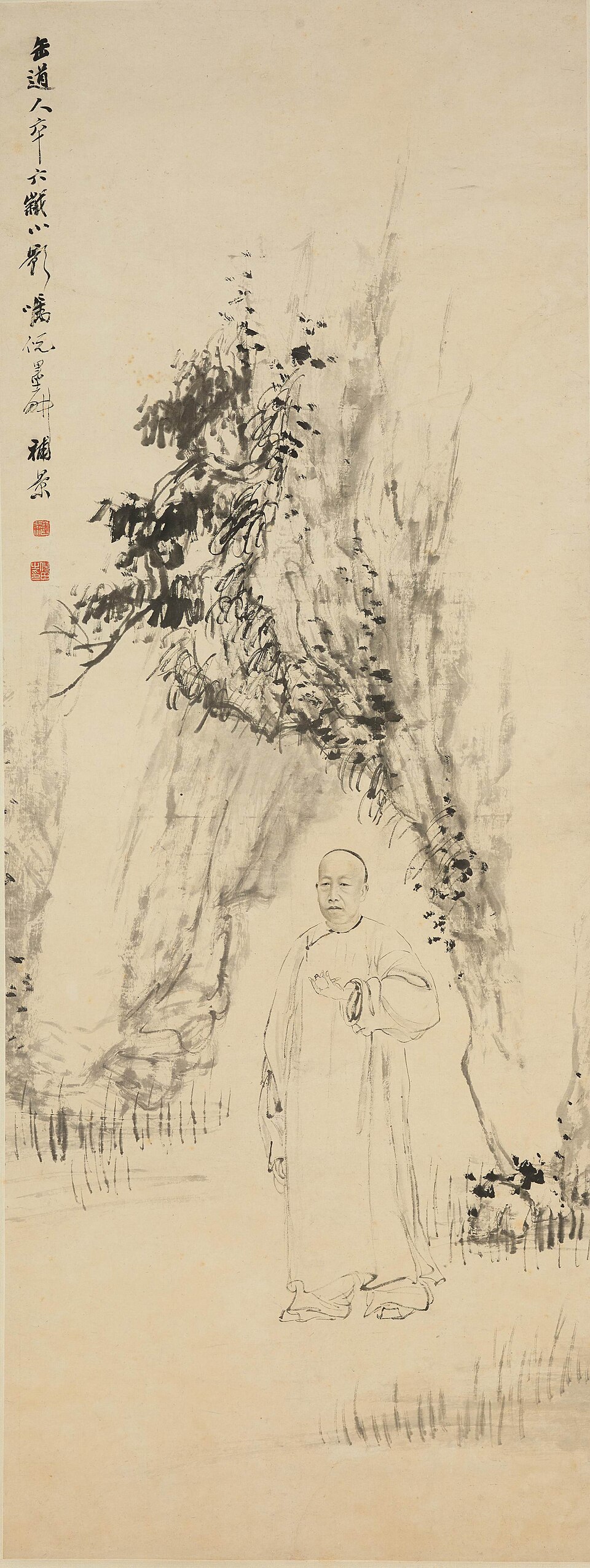 清 倪田 写吴俊卿六十六岁肖像轴