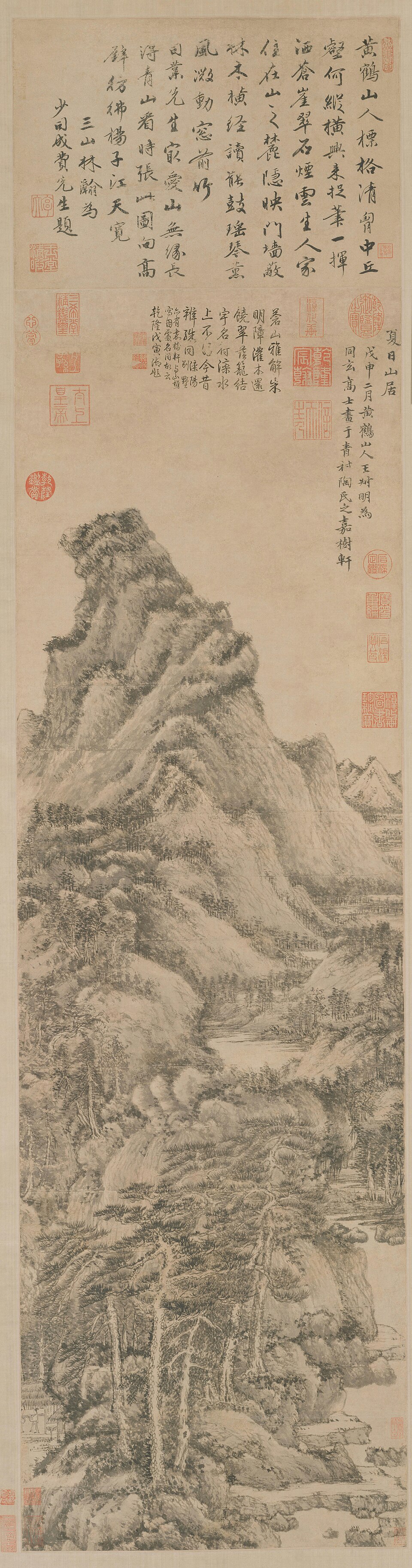 王蒙夏日山居图轴