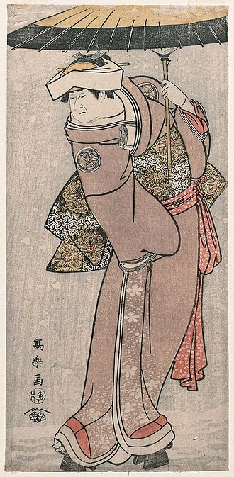 二代目山下金作の貞任女房岩手（手に傘）