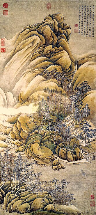 清王時敏倣王維江山雪霽　軸