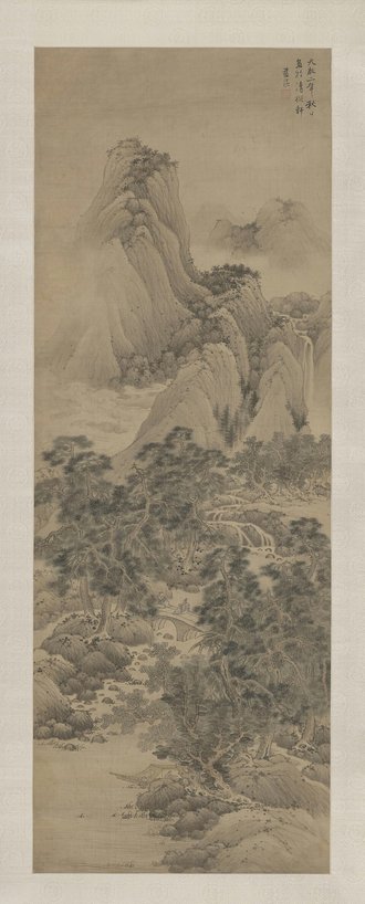 蓝瑛溪桥话旧图轴