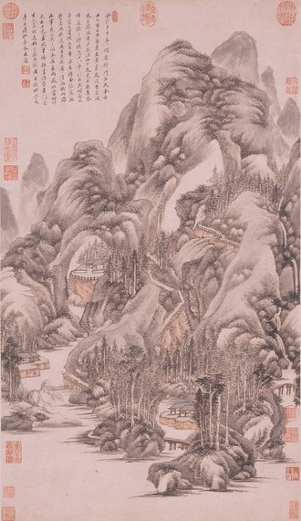 清  王鉴  临巨然溪山图轴