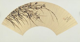 顾眉兰花图扇页