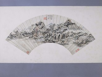 王时敏仿黄公望山水图扇页