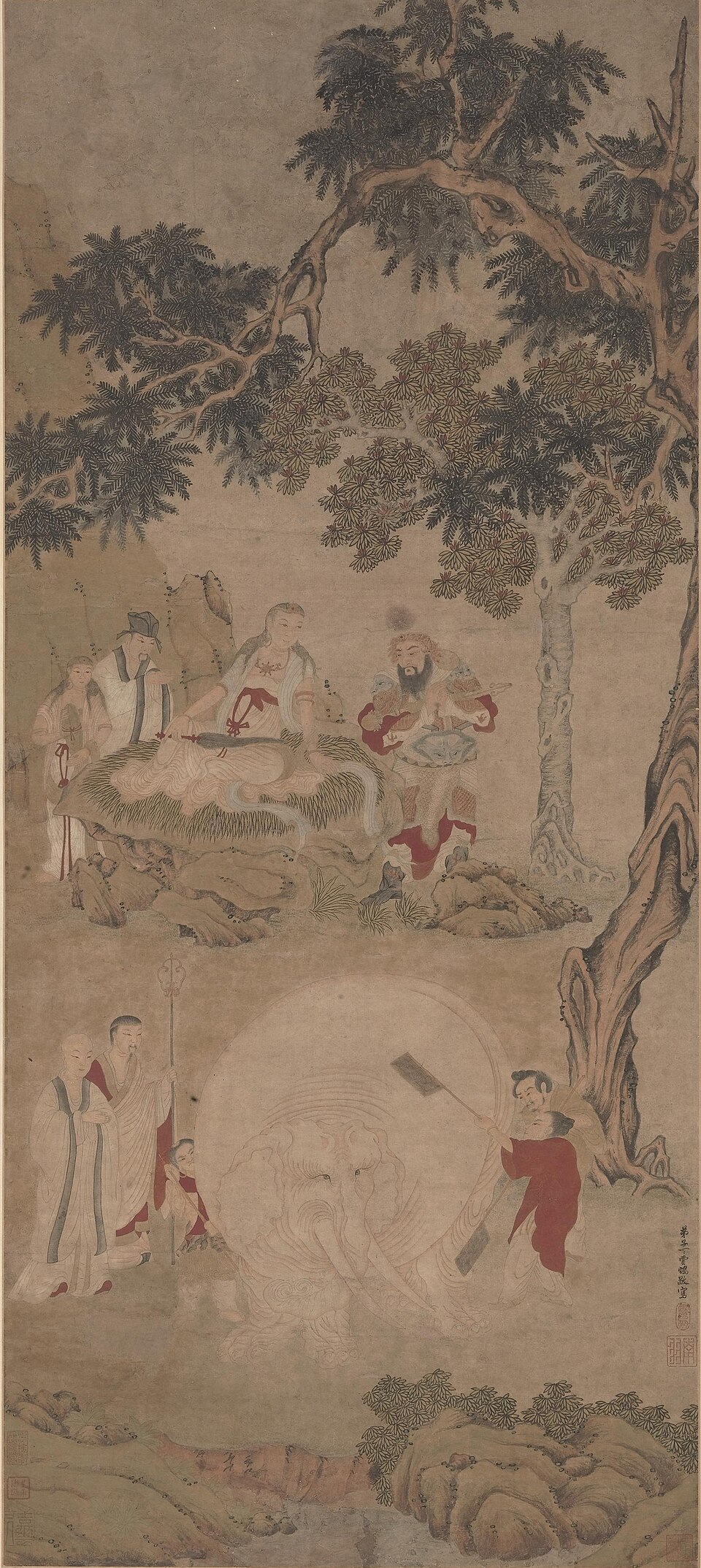 明  丁云鹏  洗象图轴