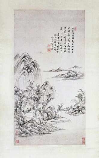 王撰仿子久山水图轴