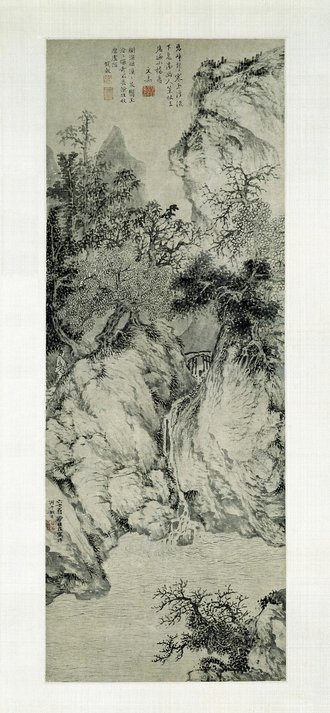 谢时臣策杖寻幽图轴
