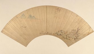 叶欣黄河晓渡图扇页