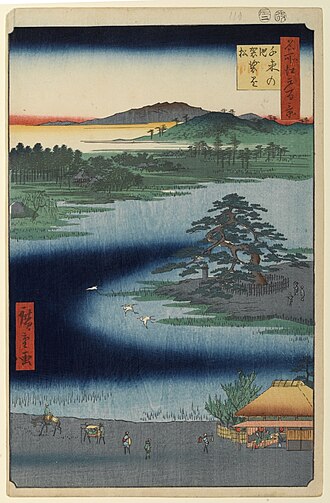 名所江戸百景 千束の池 袈裟懸松