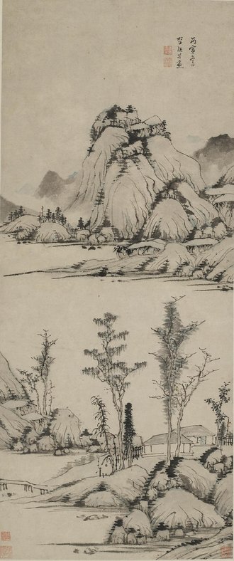 明 李流芳 溪山茅屋图轴