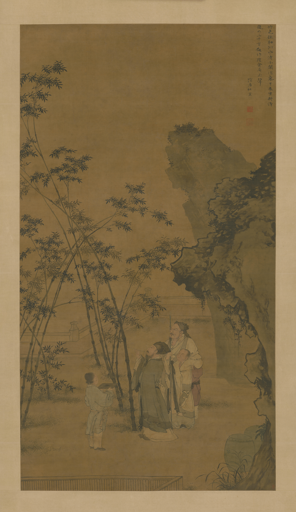 杜堇题竹图轴