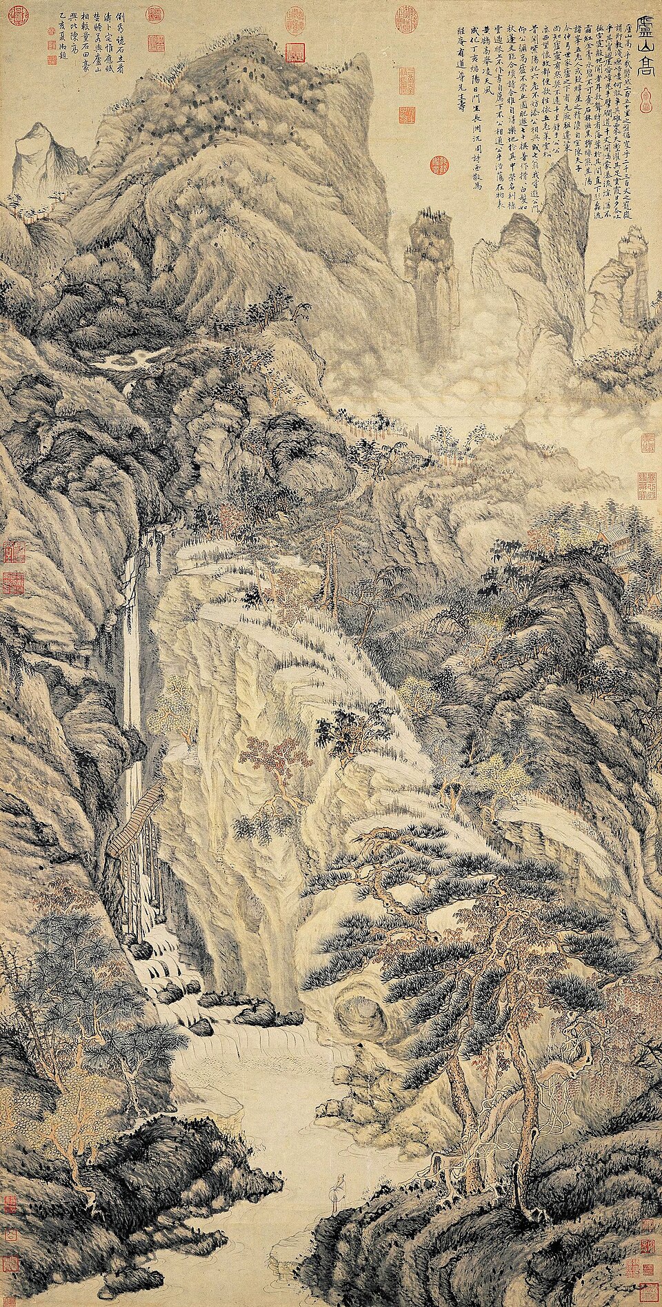 明沈周畫廬山高　軸