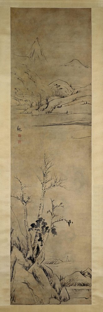 朱耷秋林独钓图轴