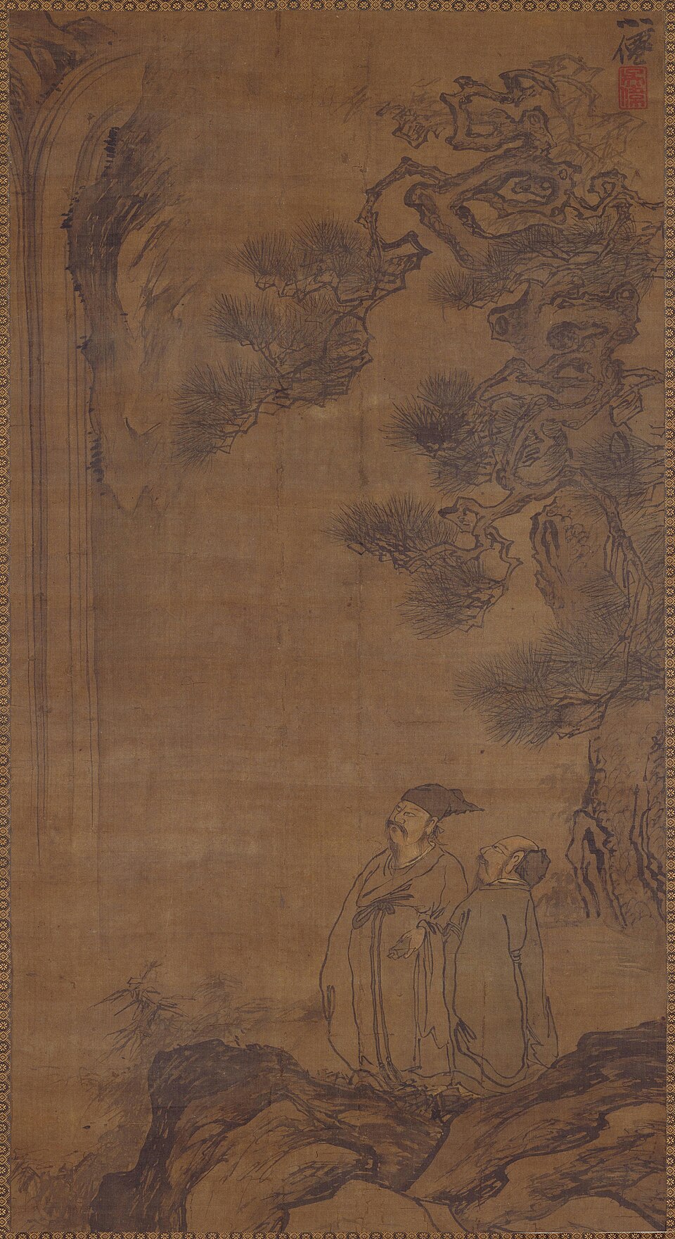 吴伟松阴观瀑图轴