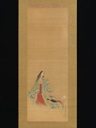 The Third Princess with her Cat, from the "New Herbs I" (Wakana I) chapter The Tale of Genji (Genji monogatari}