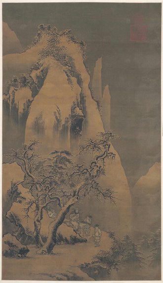 王谔踏雪寻梅图轴