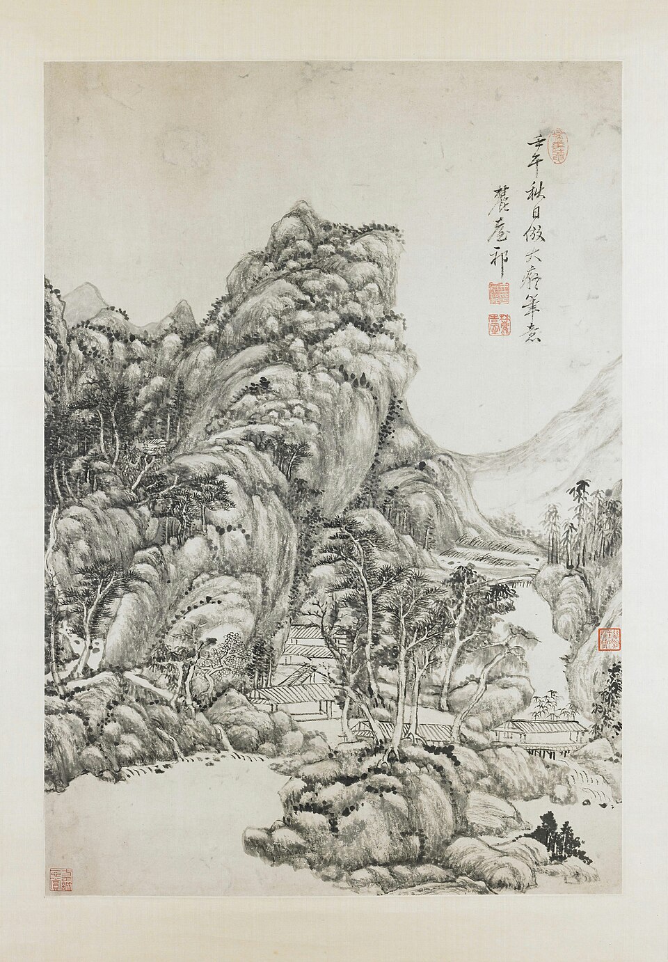 王原祁仿黄公望山水图轴