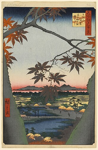 名所江戸百景 真間の紅葉 手古那の社継はし