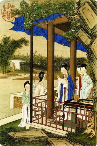 清焦秉貞畫仕女圖　冊　風雨微吟