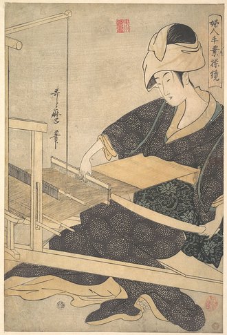 婦人手業操鏡 機織