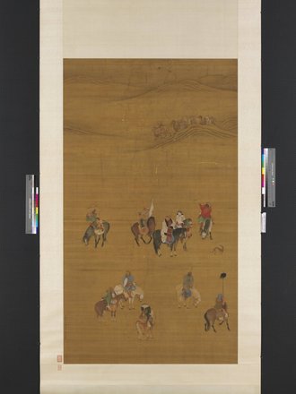 元劉貫道畫元世祖出獵圖 軸