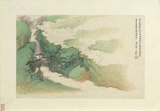 清惲壽平王翬花卉山水合冊 冊 仿趙孟頫山水