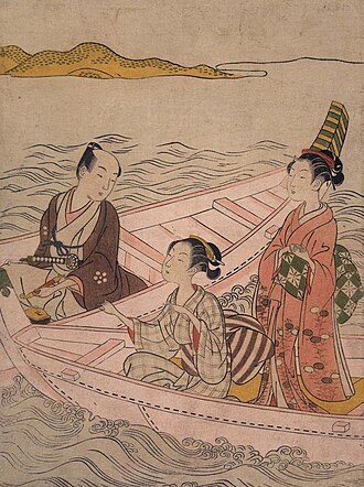 舟遊二美人と男