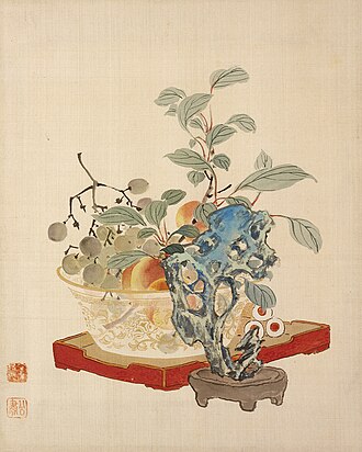 Fruit and a Taihu Rock