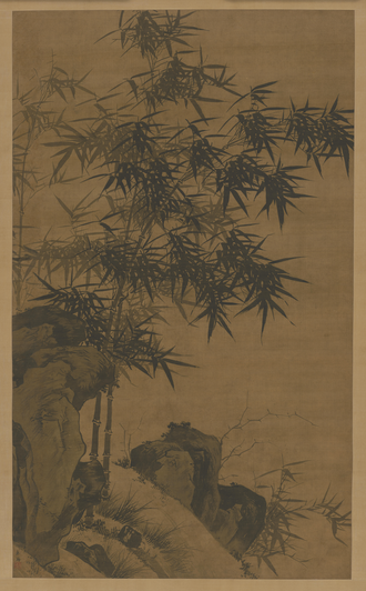 朱端竹石轴