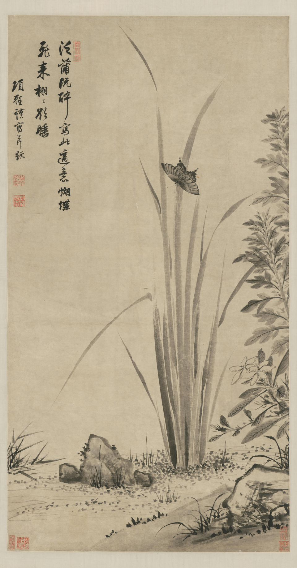 项圣谟蒲蝶图轴