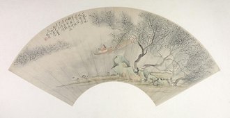 改琦西溪探梅图扇页