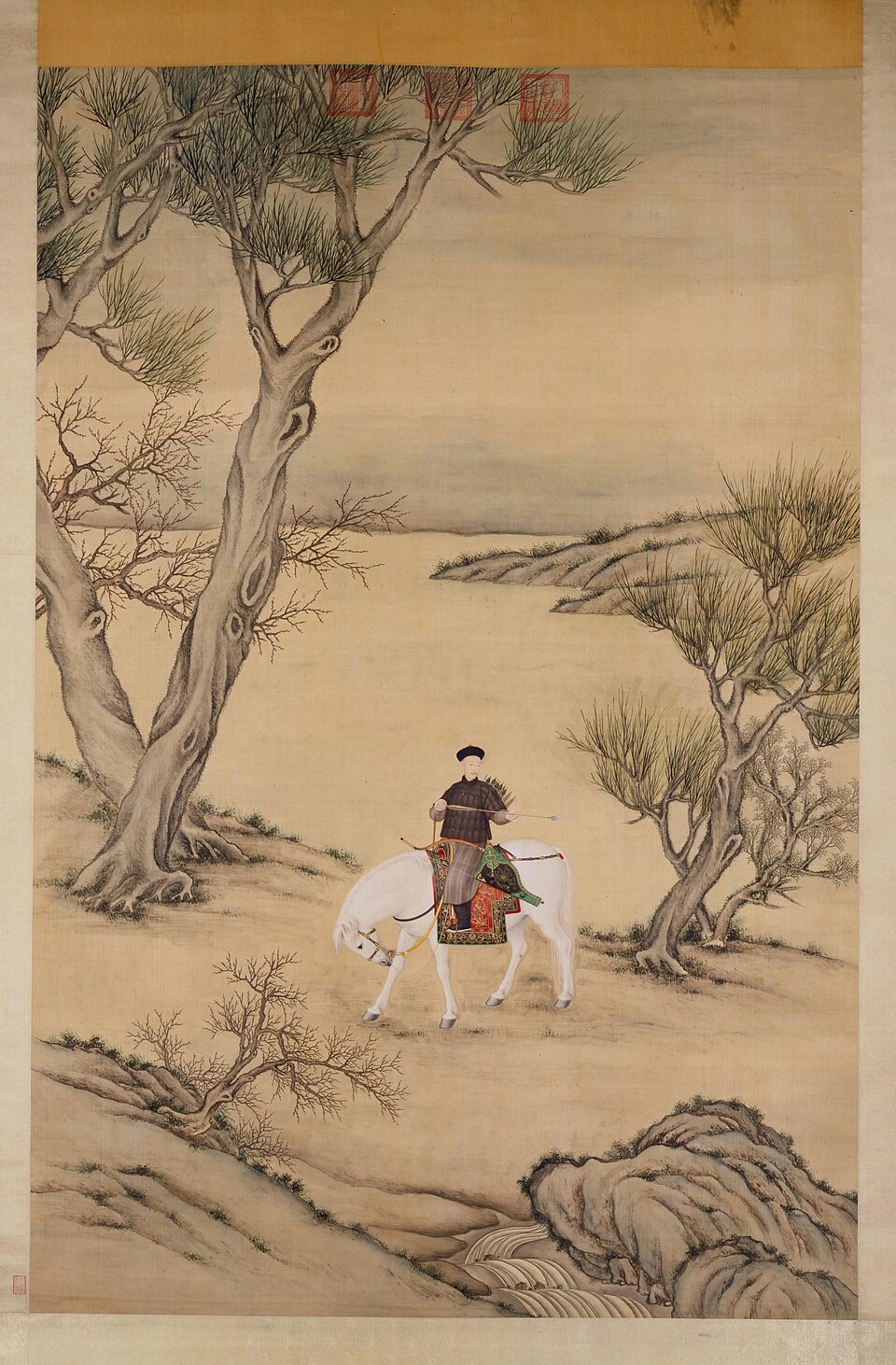 郎世宁等乾隆皇帝挟矢图轴