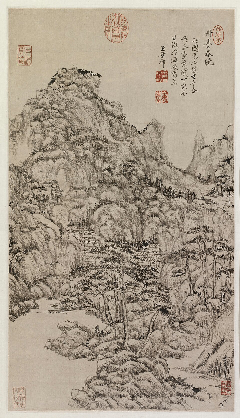 王原祁丹台春晓图轴