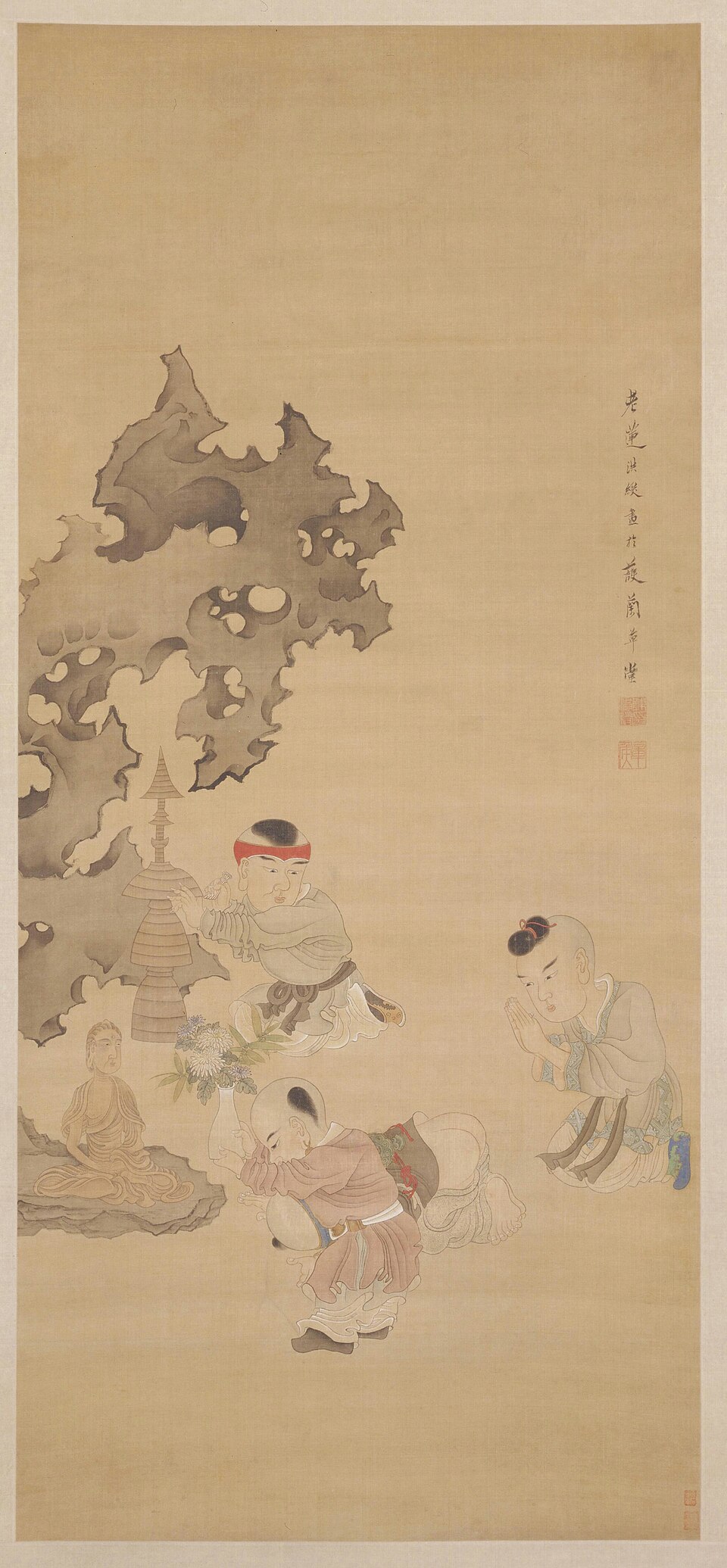 陈洪绶戏婴轴