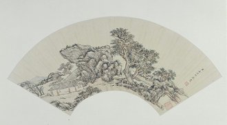 王原祁山水图扇页