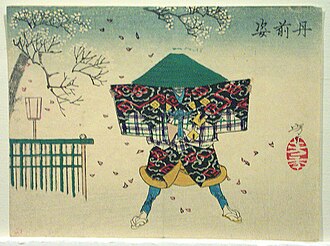 Fuwa Banzaemon in a Tanzen Costume, A Tanzen-Clad Man by a Blossoming Cherry Tree, from the series Yoshitoshi ryakuga (Sketches by Yoshitoshi)