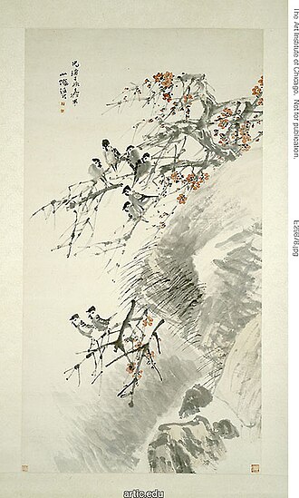 Birds on Red Plum