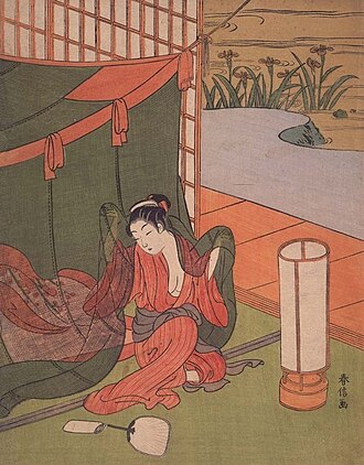 蚊帳を出る美人