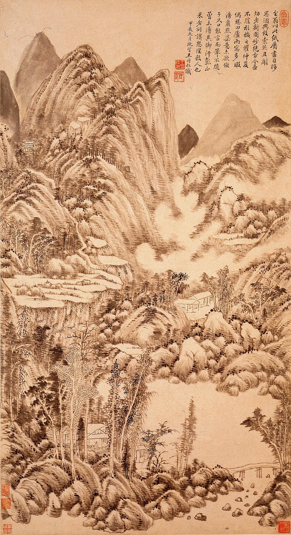 清  王时敏  为至翁作山水图轴