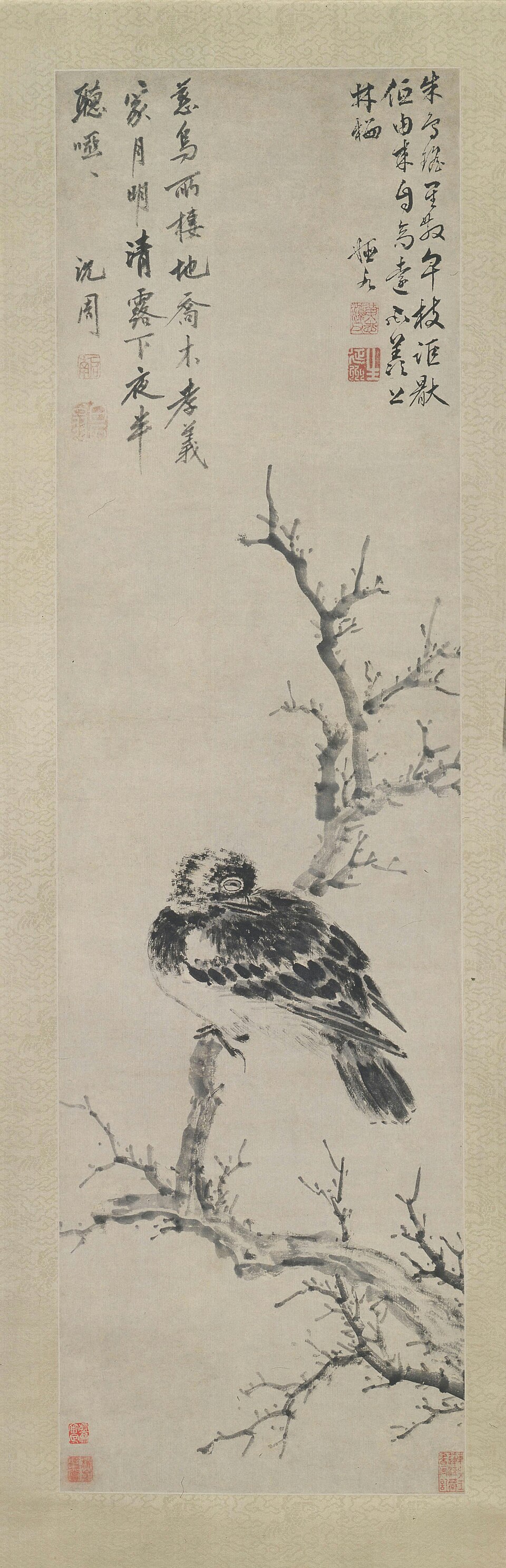沈周乔木慈乌图轴