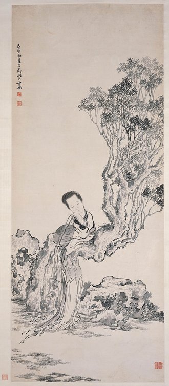 清 闵贞 纨扇仕女图轴