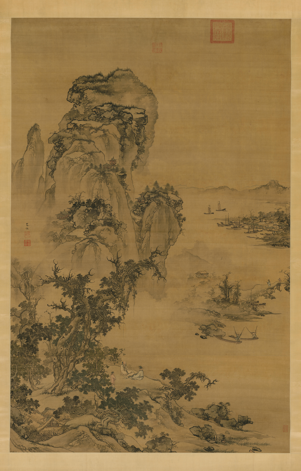 朱端烟江远眺图轴