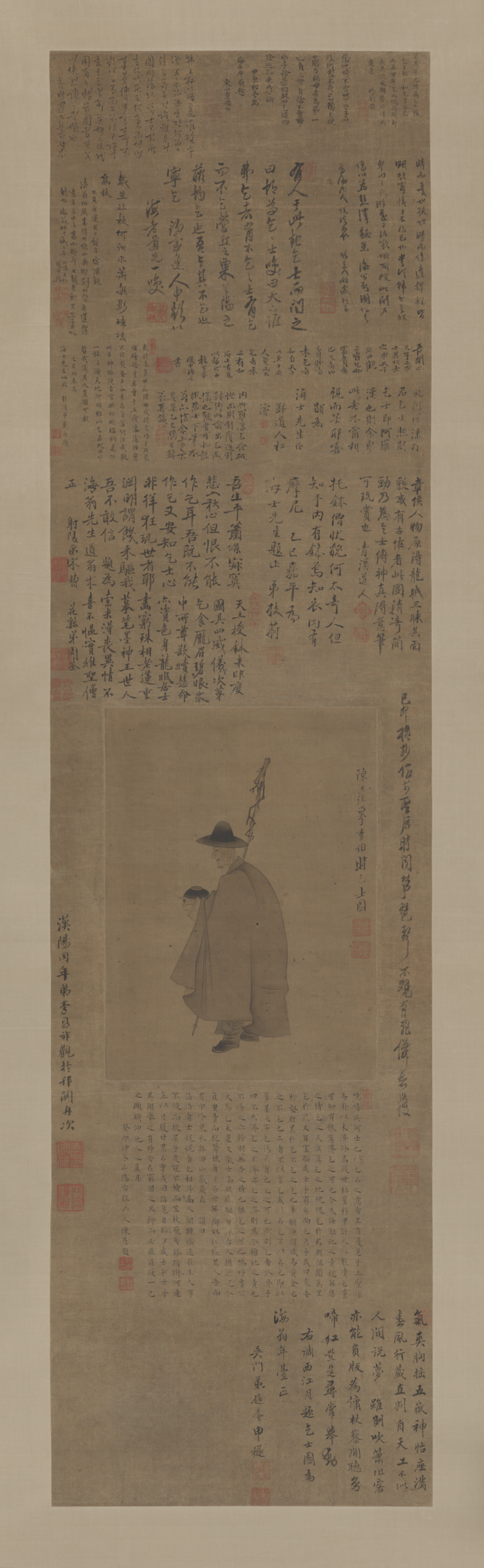 陈洪绶乞士图轴