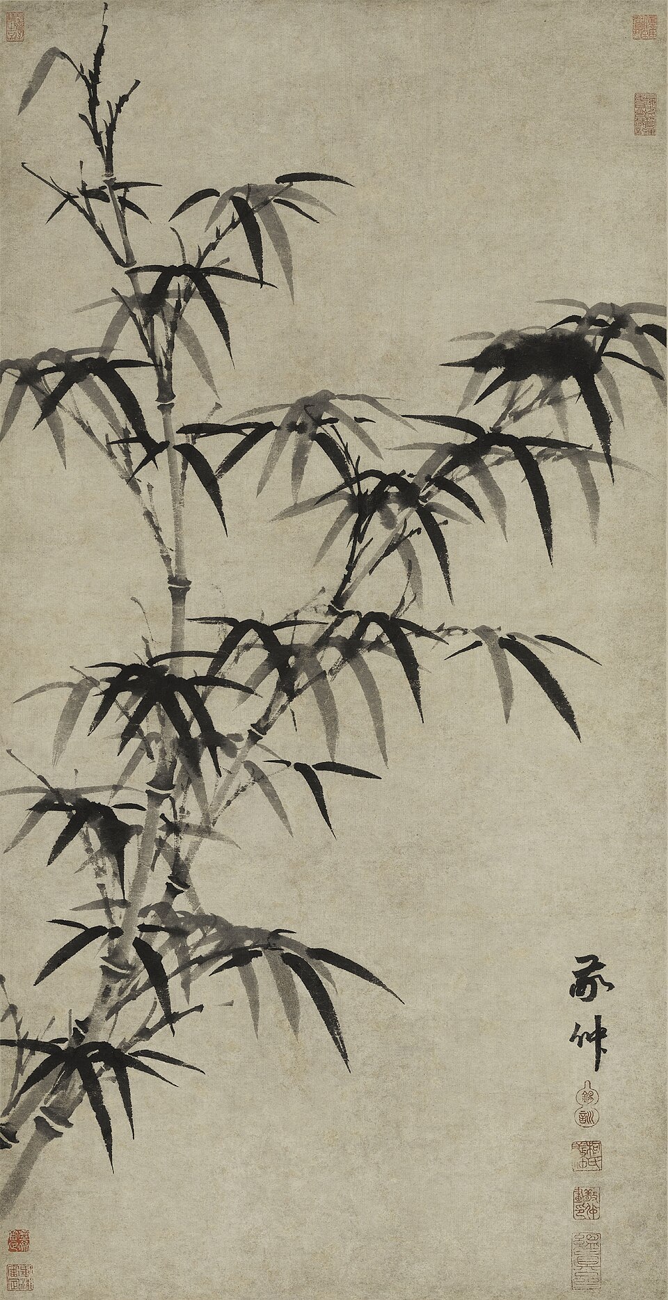 元  柯九思  双竹图轴
