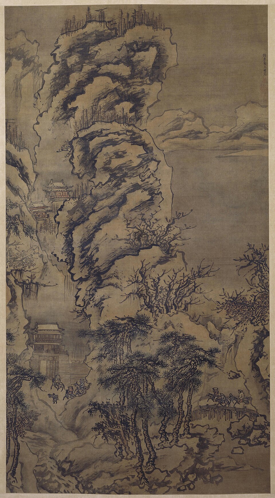 戴进雪景山水轴