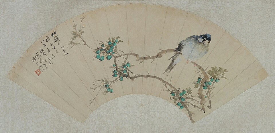 任颐花鸟图扇页