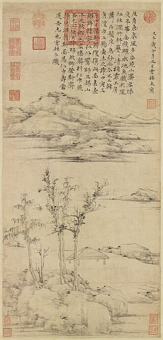 元倪瓚容膝齋圖 軸