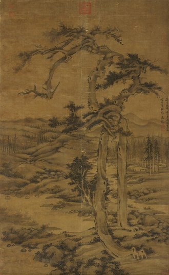 元吳鎮雙松圖　軸